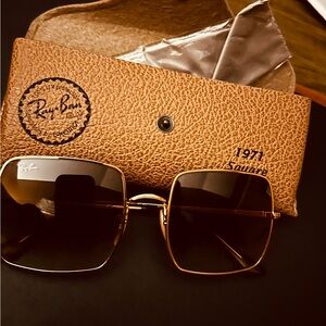 Ray-Ban Gold Frame Sunglasses with Brown Lenses